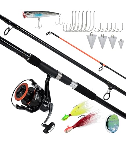 budget fishing rod and spin reel combo for medium saltwater KastKing Rekon  Spinning Rod & Reel Saltwater Fishing 7'0''/ Fast-Medium Light/3000 Reel-2pcs while a rubberized paddle grip provides optimal handle comfort and control. Penn Pursuit V Spinning Combo
