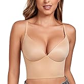 Lemorosy Women's Deep Plunge V Neck Pullover Lightly Padded Bra Wireless Everyday Crop Top