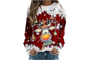 Ugly Christmas Sweatshirt for Women 2025 Snowman Santa Graphic Pullover Fashion Xmas Holiday Long Sleeve Tops
