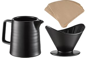 BeeCa Pour Over Coffee Maker, 17oz / 500mL Durable Ceramic Coffee Dripper V60 Paper Filter,hand brewed coffee, Drip Coffee Maker set for Home office Café (Black)