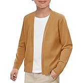 Haloumoning Boys School Uniform Cardigan Sweater Kids Knit Open Front Long Sleeve Outerwear 5-14 Years
