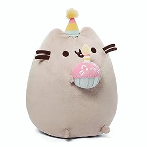 GUND Pusheen Snackables Birthday Cupcake Plush Stuffed Animal, Gray, 10.5"