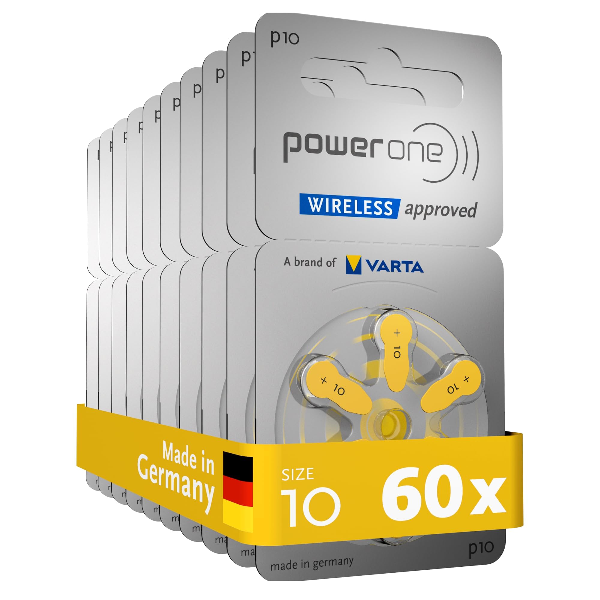 PowerOne Hearing Aid Batteries Size 10 - 10 Packs of 6 Cells