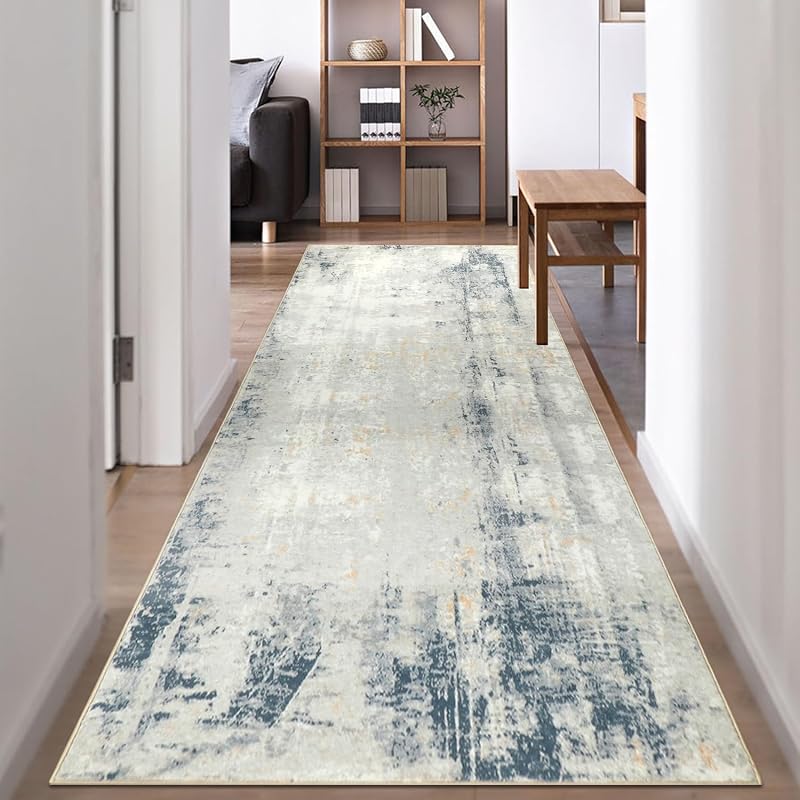 Famibay Hallway Runner Rug 80x300CM Non Slip Washable Abstract Carpet