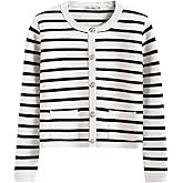 ANRABESS Women Striped Cardigan Sweaters Button Down Cropped Knit Lady Jackets Coat 2025 Fall Outfits Trendy Clothes