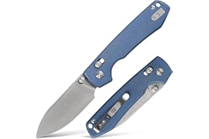 Vosteed EDC Knife, Lightweight Folding Pocket knife with Clip for Men and Women, Sharp Crossbar Lock Knife with 3.25" Sandvik 14C28N Steel Blade, Micarta Handle for Camping, Hiking - Raccoon