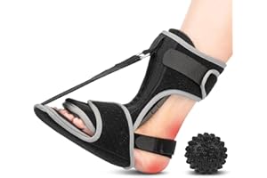 LAEOPKES Plantar Fasciitis Night Splint with Massage Ball for Plantar Fasciitis Relief, Comfortable Plantar Fasciitis Brace for Achilles Tendonitis Heal Spur Foot-drop Flat-arch, Free Size for Men and Women - Black