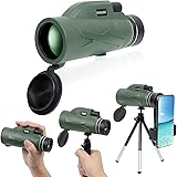Monocular Telescope 12x55 for Smartphone with Phone Adapter,Dual Focus Optics Zoom,Handheld Telescope with BAK4 Prism,High Po