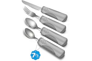 BaseSmall - Adaptive Utensils (4-Piece Set) Weighted 7 Oz Each- Weighted Utensils for Hand Tremors and Parkinson's Patients -