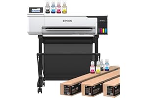 JOHNSON PLASTICS PLUS Epson Surecolor F570 Pro 24" Desktop Sublimation Printer, Includes Two Full Ink Sets, User Guide, Sublimation Paper, & Free Remote Install SCF570PE (Printer & Stand)