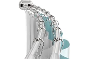 Zenna Home Rustproof Double Curved Shower Curtain Rod, No Drill Adjustable Curved Tension Shower Curtain Rod for Bathroom, Easy Install, Rounded for Extra Room, 50 to 72 Inches, Satin Nickel