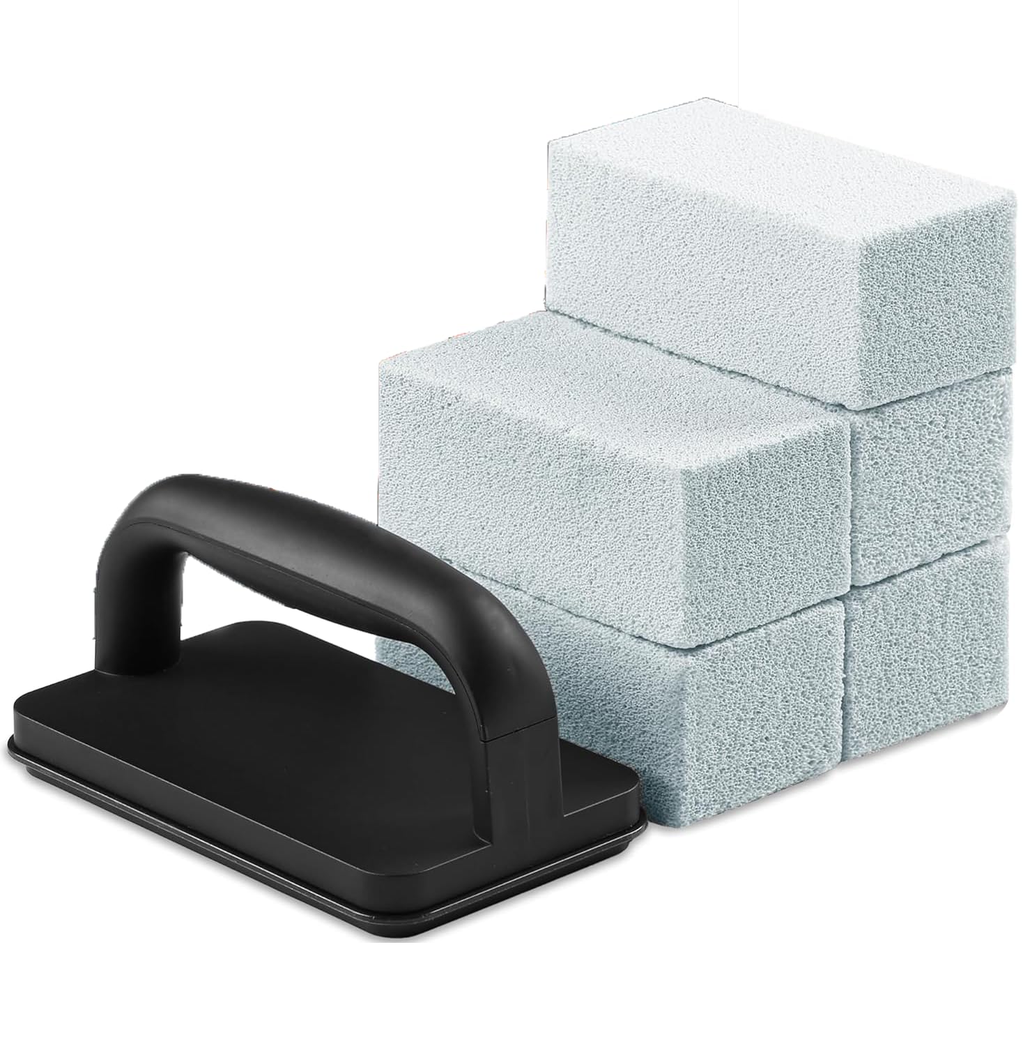 5 Pieces Heavy Duty BBQ Cleaning Bricks with Handle, Scrubbing Pumice Stone for Cleaning Blackstone Flat Top BBQ, Swimming Pool, Sink ﻿