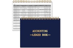 HAUTOCO Accounting Ledger Book A5 Horizontal Ledger Books for Small Business Bookkeeping Expense Tracker Notebook for Home Budget Tracking Personal Finance Log Journal 8.3 x 6.2'', Navy Blue