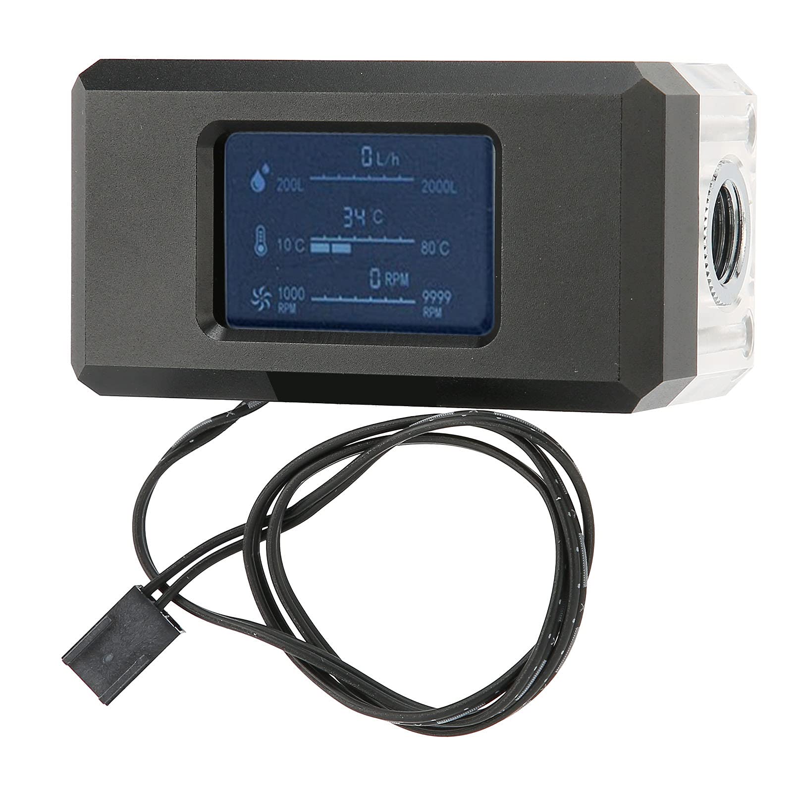 cigemay Water Cooling Temperature Detector, PC Smart LCD Flow Speed Temperature Detect with a Display Screen, for Car/Room/Refrigerator/Water
