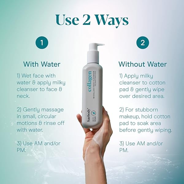 BAEBODY CLEANSING MILK FOR FACE – VEGAN FACIAL CLEANSER FOR WOMEN AND MEN – MICELLAR MAKEUP REMOVER – MILK CLEANSER FACE WASH (8 FL OZ)