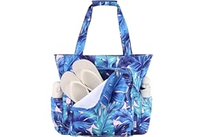 Large Beach Bag for Women,Lightweight Beach Tote Bag with Zipper Waterproof Pool Tote Bag for Travel,Vacation