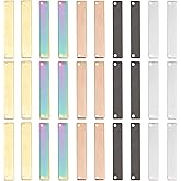 UNICRAFTALE 40Pcs 5 Colors Connector Charms 304 Stainless Steel Pendant Stamping Blank Tag Charms Rectangular 2-Holes Connector Ornament Mixed Color 35x6x1mm Hole: 1.5mm for DIY Jewelry Making
