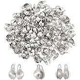 PH PandaHall 100pcs Stainless Steel Cord Ends Open Clamshell Crimp Bead Tips Knot Covers End Caps Jewelry Findings for Bracelet Necklace Making DIY