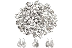 PH PandaHall 100pcs Stainless Steel Cord Ends Open Clamshell Crimp Bead Tips Knot Covers End Caps Jewelry Findings for Bracelet Necklace Making DIY