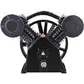 Cast Iron Twin Cylinder 4HP Air Compressor Pump, 145PSI Replacement | Cast iron twin cylinder 4HP pump, 145PSI max, 8Bar. Durable, efficient replacement for reliable air supply.