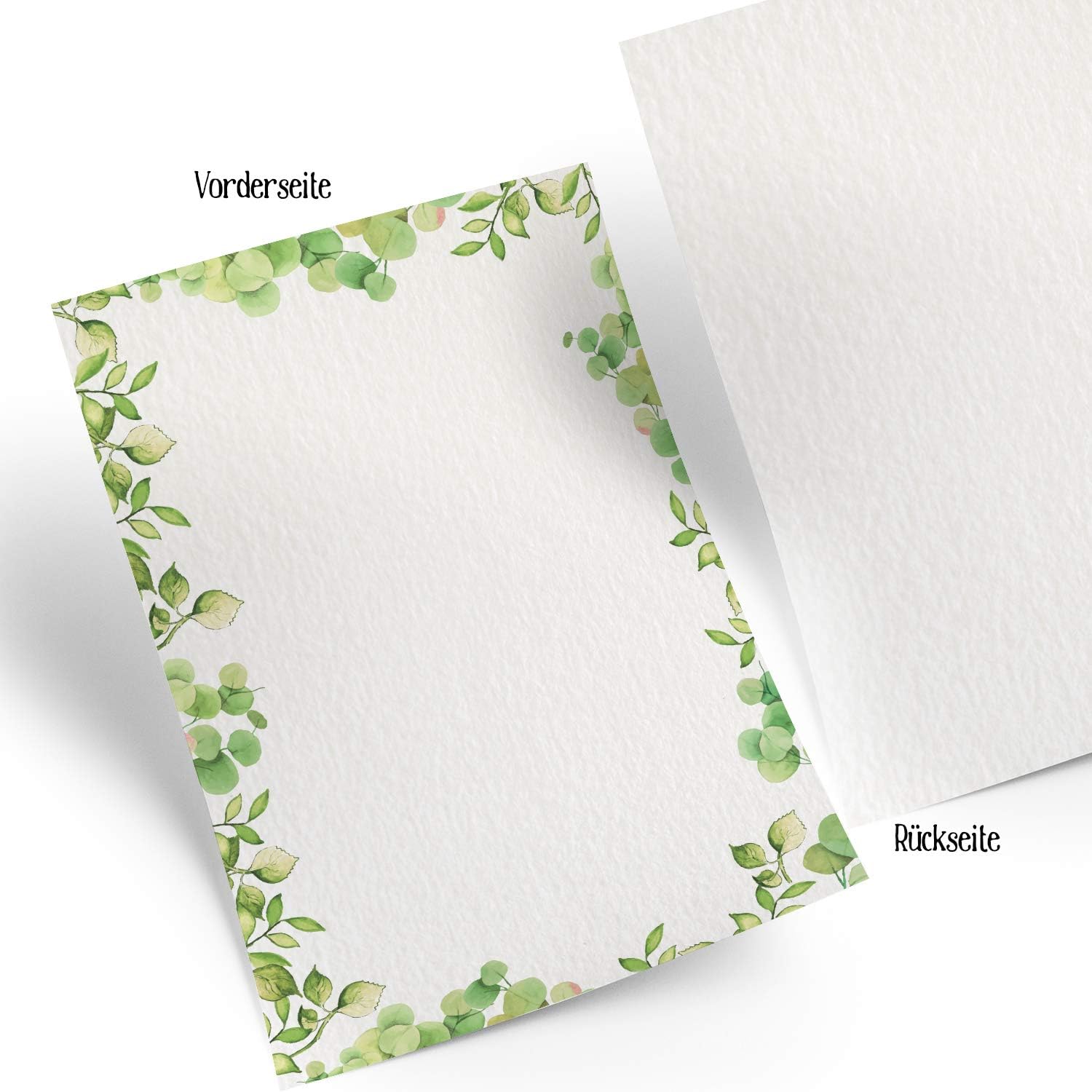 Logbuch-Verlag 50 Sheets of Letter Paper Sheets White Green Frame Printer Paper Craft Paper DIN A4 100 g Writing Paper Menu Card Food Card Plants Nature