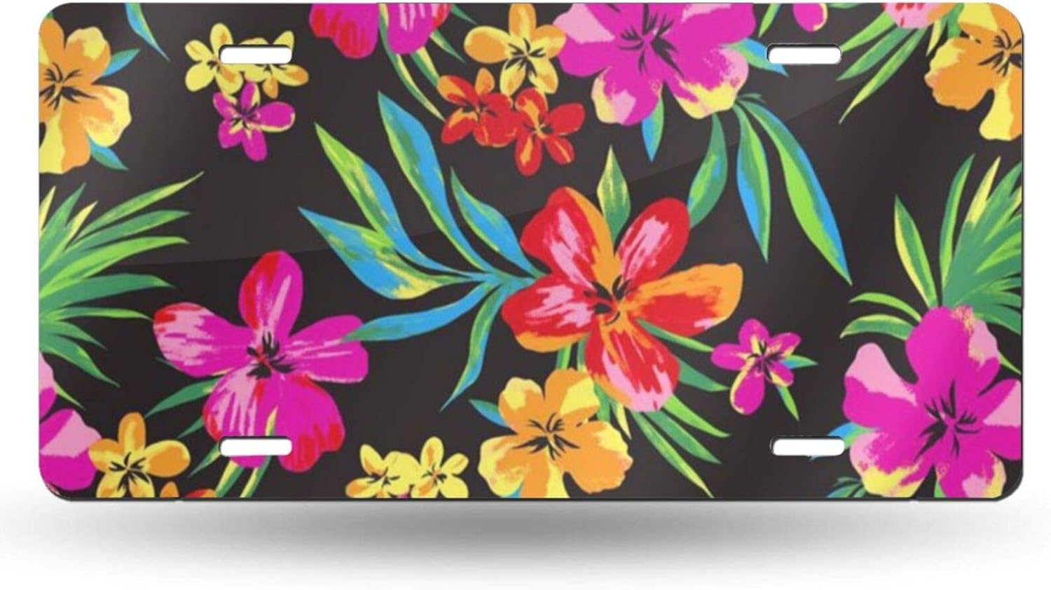ZENPREI Hawaiian Colorful Flower License Plate for
