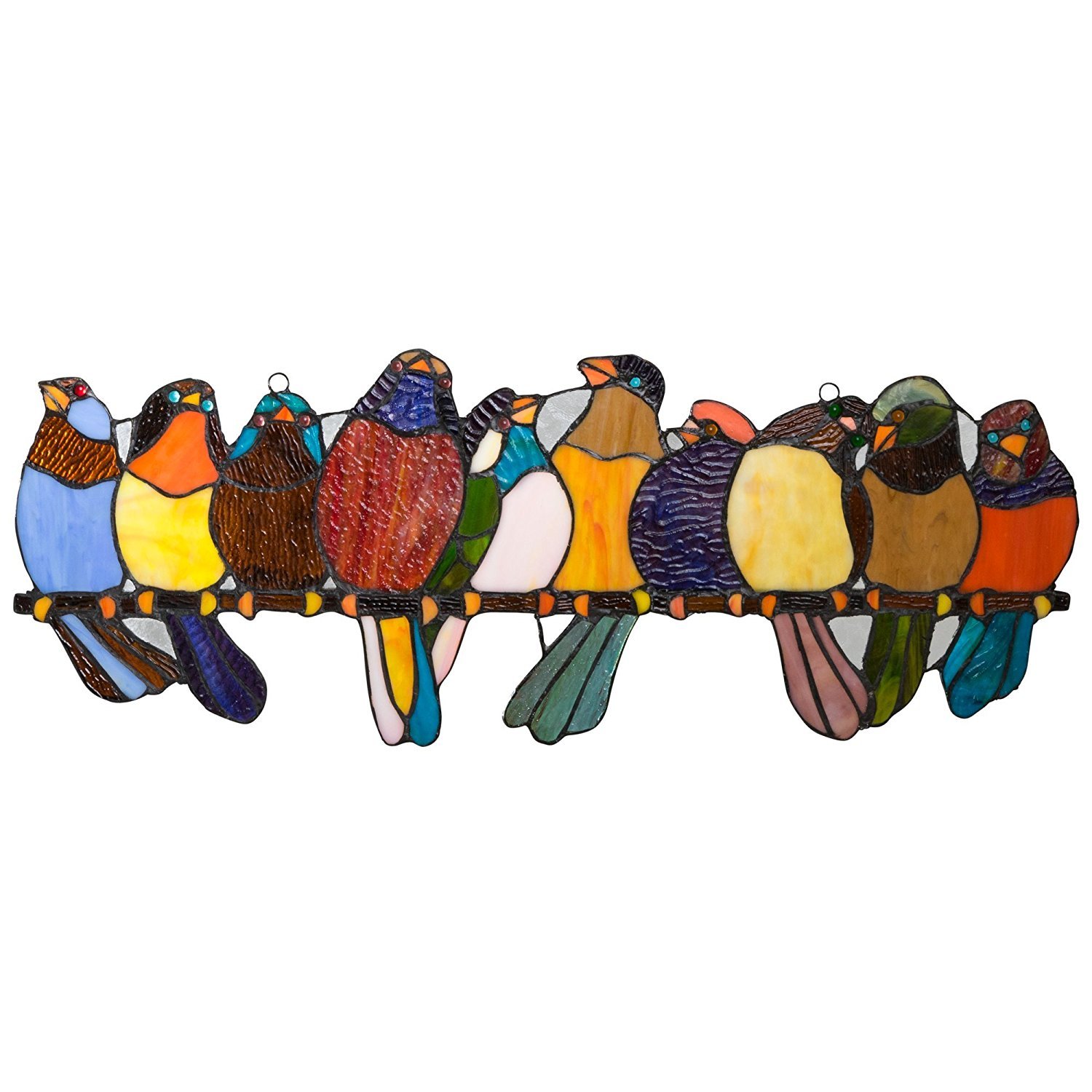 River of Goods Bird Suncatcher Stained Glass Birds on a Wire Hanging