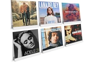 Heimera Vinyl Record Shelf Wall Mount, 6 Pack 12 inch Album Record Holder Display, Wood Floating Shelves for Wall Decor, Album Shelves, Kids Bookshelf, Magazine Rack, White