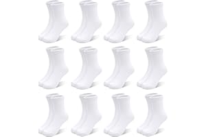 SPTRAMLE Kids Socks 12 Pairs Crew Socks for Toddler Boys Girls 1-14 Years Athletic Mid Cut Socks Multipack Black White