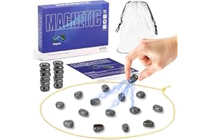 Magnetic Chess Games with 20 Stones, 2025 New Multiplayer Magnet Board Game with Rocks, Portable Magnet Chess Game with Rope,