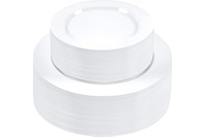 Setup [100 Piece] Combo White Plates - Premium Heavy-Duty 50 Disposable 10.25" Dinner White Party Plates and 50 Disposable 7.