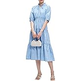 Kedera Womens Short Sleeve Midi Dress 2025 Trendy Maxi Dress with Puff Sleeve Flowy Elegant Casual Long Ruffle Sundress