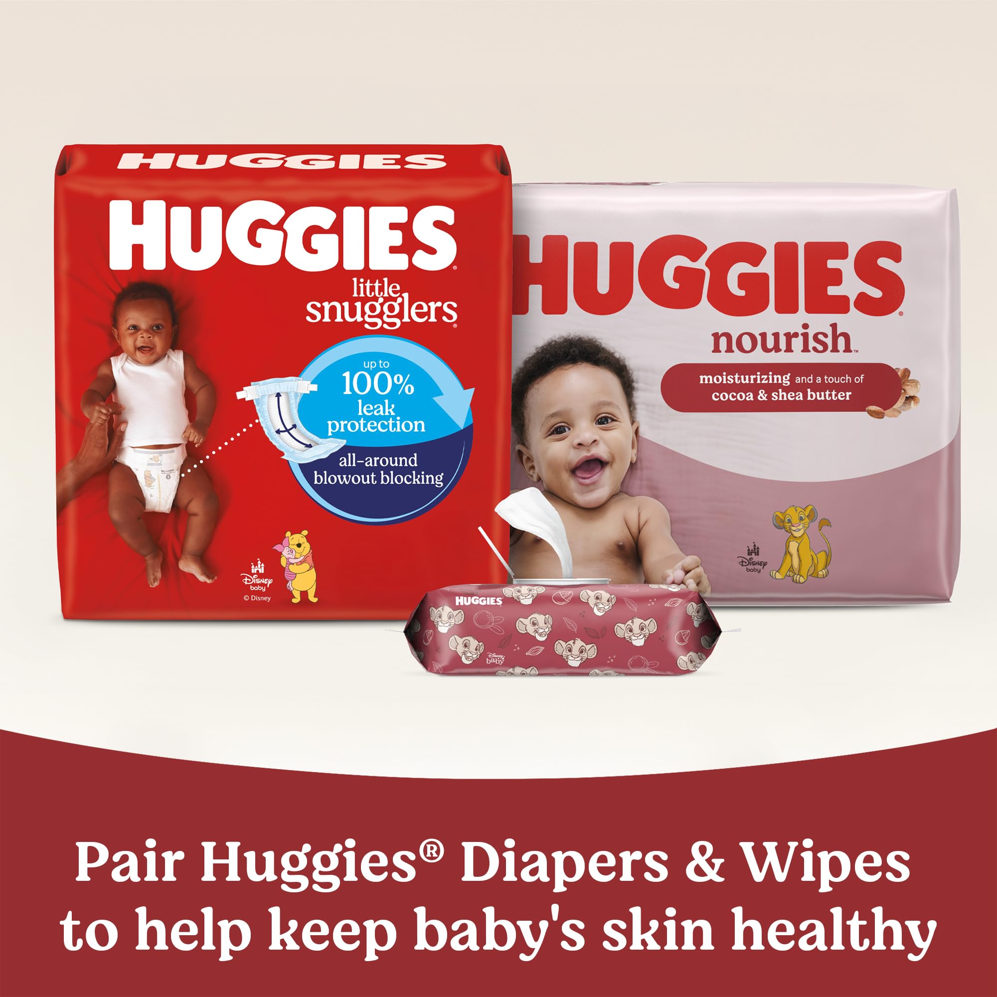 Huggies Nourish Scented Baby Wipes, 10 Push Button Packs (560 Wipes Total)