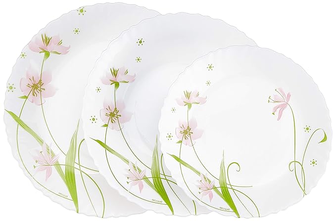 Dajar Tafelservice Selma 18-TLG. ARCOPAL, Glas, Weiß; Rosa; Grün 31,3 x 16,1 x 29,7 cm, Einheiten