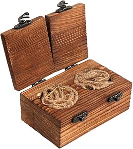 AerWo Caja rústica de madera para anillos de boda, anillo de ...