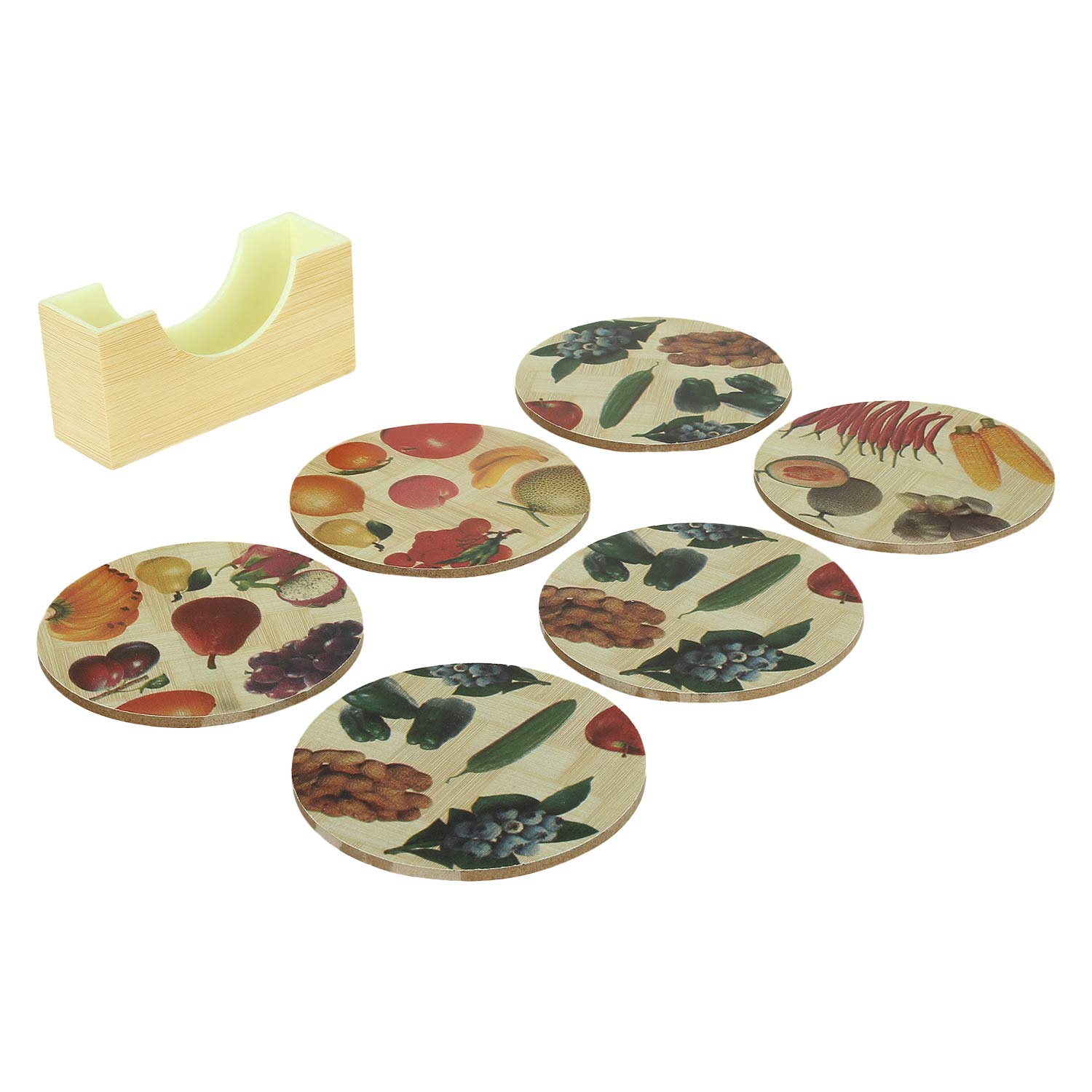 Buy Khushi Creation Designer Wooden Set Of 6 Pieces Coaster Set