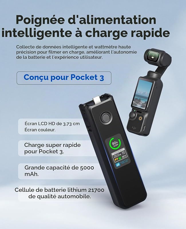Osmo Pocket 4P/4/3 Poignée de Batterie 20W à Charge Rapide, 5000mAh