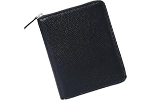 Moterm Zippered Leather Cover for A6-Notebooks - Fits Hobonichi Original, Stalogy and Midori MD Planners (Pebbled-Black)