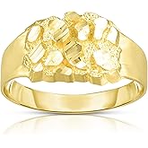 Floreo 10k Yellow Gold 11mm Round Nugget Ring, Sizes 6-13