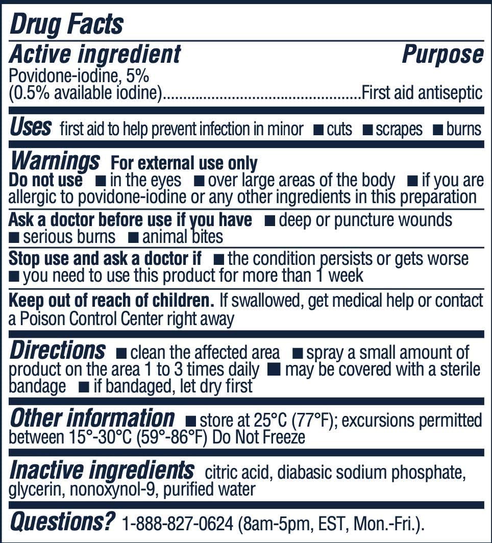 Betadine First Aid Spray 3 oz Povidone Iodine Antiseptic with No-Sting Promise (Packaging May Vary): Health & Personal Care