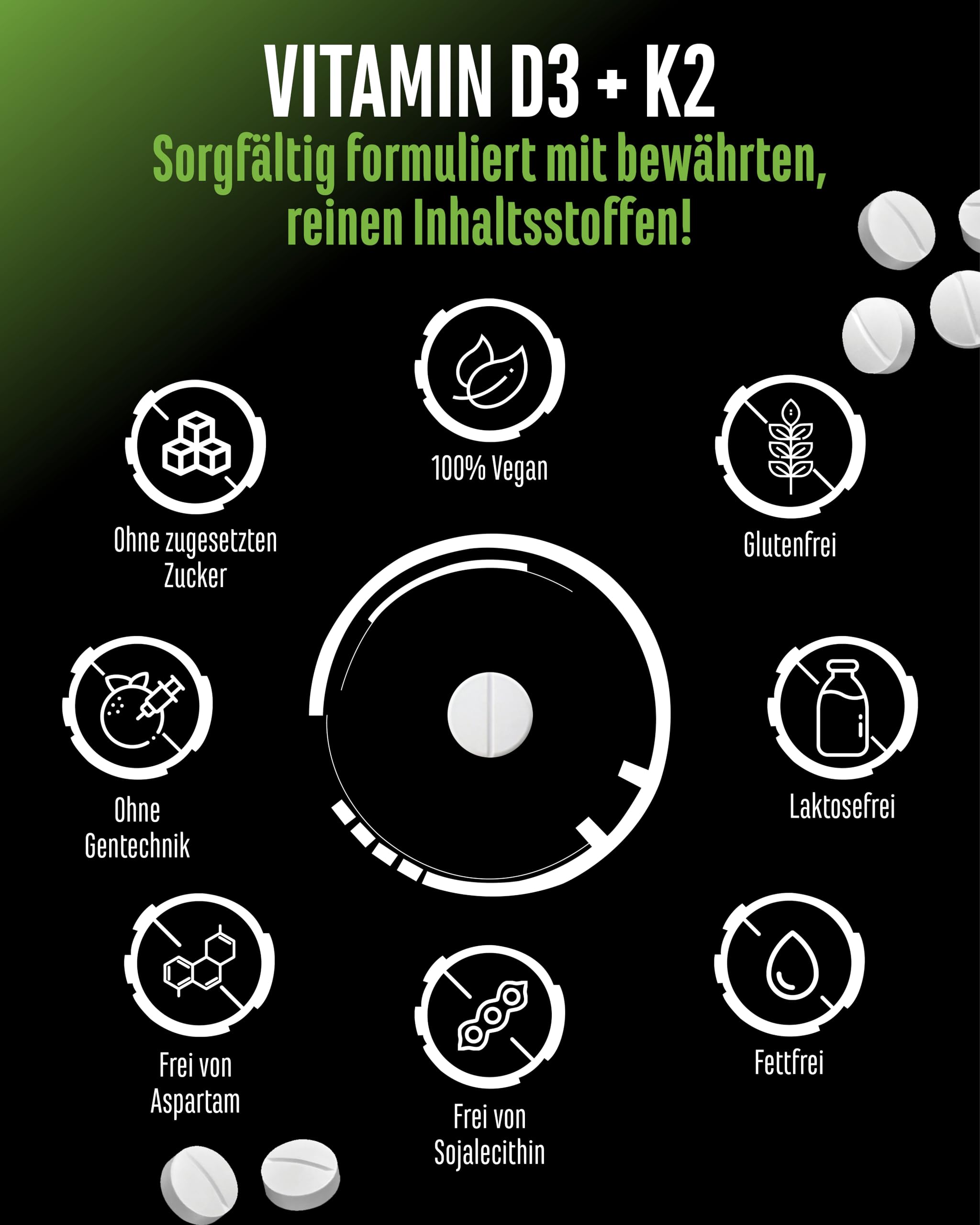 Vitamin D3 + K2 Depot - 180 Tabletten mit 5000 IE D3 + 200 mcg K2 (MK7) - Premium-Qualität: K2VITAL® von Kappa - 99,7% All-Trans K2-MK7 - vegan, hochdosiert, ohne unnötige Zusätze 4