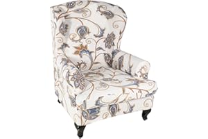 KRFOONN Wingback Chair Cover Slipcovers 2 Piece Stretch Wing Chair Covers Spandex Sofa/Armchair Non-Slip Furniture Protector for Living Room, Color01