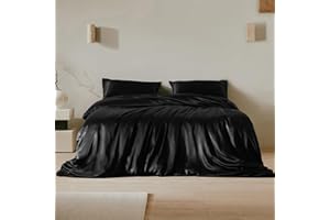LILYSILK Black Silk Duvet Cover for Cal.King Bed 19 Momme Silk Comforter Covers