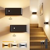 Motion Sensor Wall Sconce Indoor with Remote Control Wall Light LED Wall Sconces Set of Two Rechargeable 8000mAh Battery Operateded Wall Lamps Brightness Adjustable for Stair Closet Bedroom Hallway