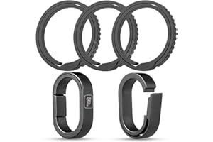 FEGVE Titanium Mini Key Chain Rings Small Quick Release Connecting Keychain for Home Keys Organization (Black-2*Mini Links+3 * 0.86 in Ti Keyrings)