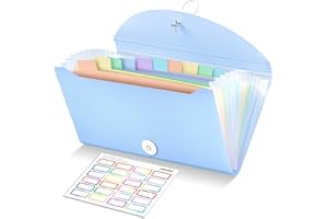 Nicecho Receipt Coupon Organizer, 13 Pockets Small Accordion File Organizer with Labels for Receipt Cards, Bill Business, Coupons Storage, 10.2X 5.1 Inches
