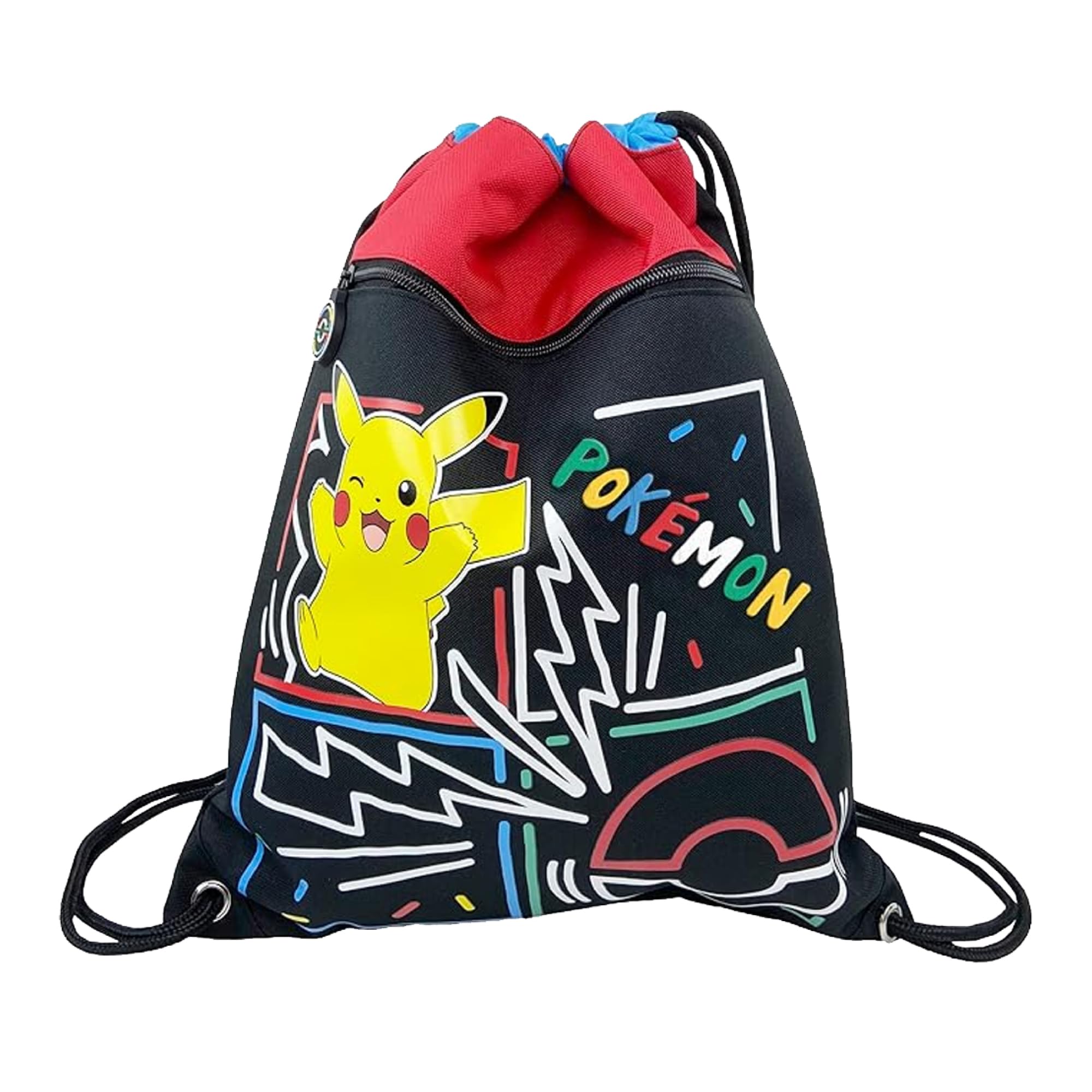 CYPBRANDS Unisex Kid's Pokemon Colorful Backpack Sack 36 UK, Black/White, Estandar