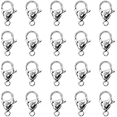 Shapenty 12mm Stainless Steel Lobster Claw Clasps Fastener Hook Connector for Necklace Bracelet Jewelry Finding Making Key Ring Keychain Bag Purse Hanging Charms Accessories Ornaments Craft (20)