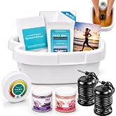 Ionic Foot Detox Machine with 2 Reusable Arrays, Foot Spa Bath Kit with Durable Basin, 90 Disposable Liners &amp; 3 Sea Salts, 30-Min Auto Shut-Off, One-Touch Home Foot Spa for Relaxation &amp; Self Care