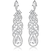 Wedding Vintage Chandelier Long Teardrop Dangle Earrings for Women Brides Wedding Day Bridesmaid Crystal Rhinestone Hoop Earrings